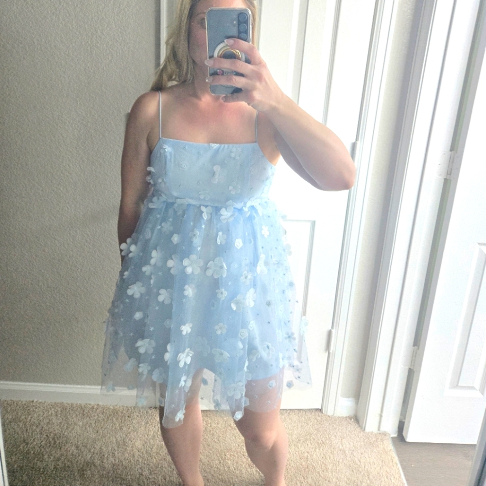 Altar'd State Blue Spaghetti Strap Sundress for Prom - Picture 5 of 5